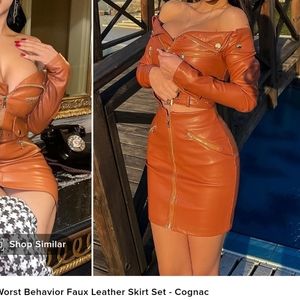 Fashionnova Faux Carmel leather zipper skirt